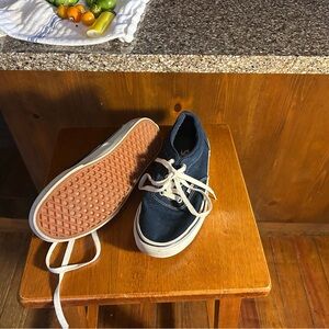 Vans Navy Blue Canvas Sneakers with White Laces - unisex